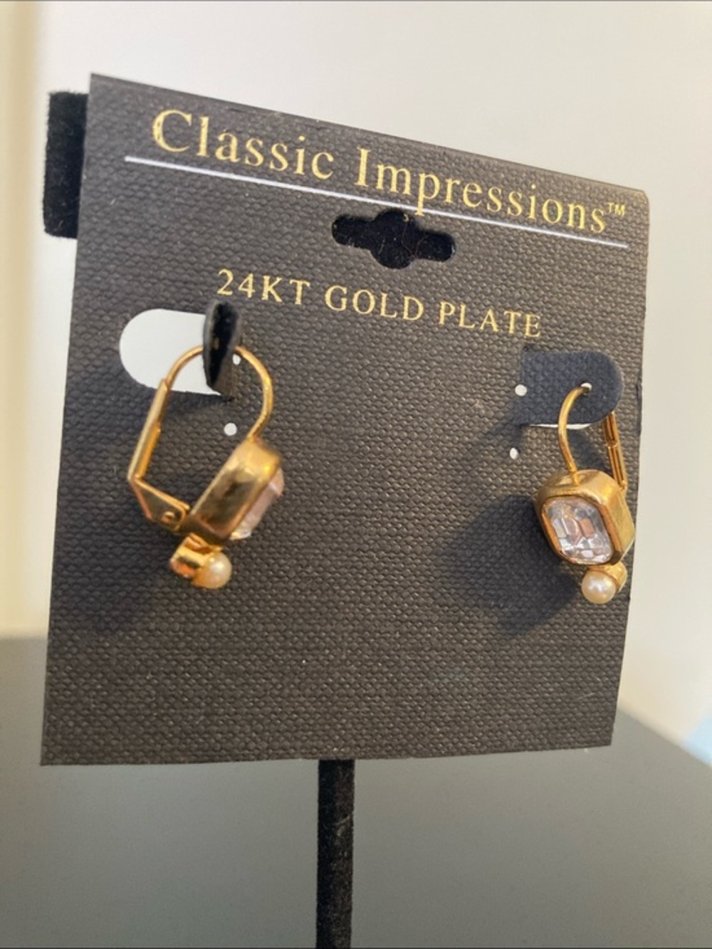 Impressions Gold-Plated Crystal and Pearl Drop Earrings - Gold